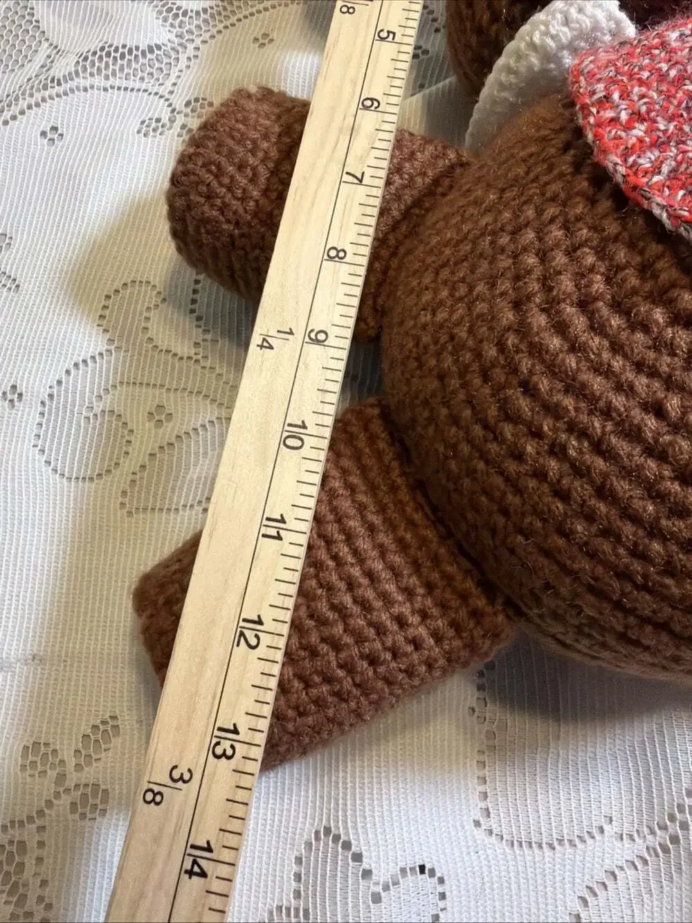 Adorable Teddy Bear Amigurumi Stuffed Crochet Doll Figure Handmade 13” Pristine